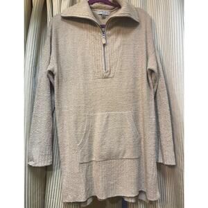 Barefoot Dreams Women's Plush Half-Zip V-Neck Sweater - Beige/Cream